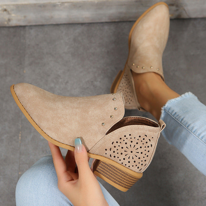 HARPER & JUNE | LOW CUT PERFORATED ANKLE BOOT