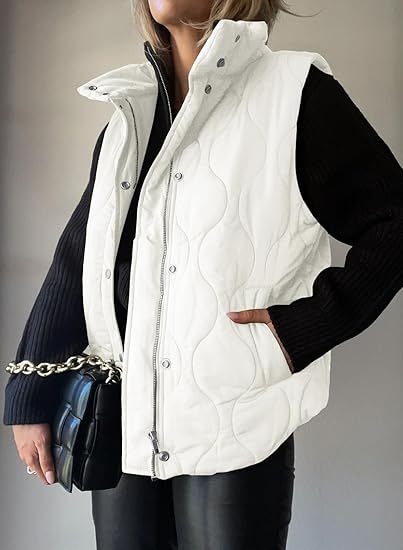 NORTHLINE STUDIO | Classic Puffer Button Zip Up Collared Vest