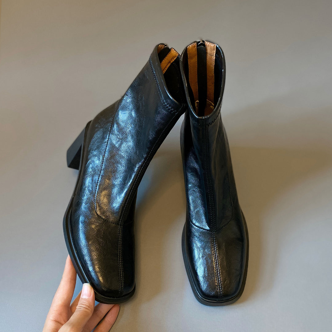 HARPER & JUNE | SQUARE-TOE BLOCK HEEL BOOTS