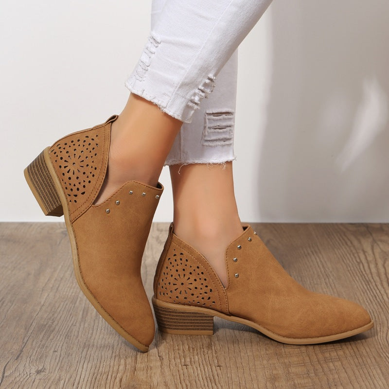 HARPER & JUNE | LOW CUT PERFORATED ANKLE BOOT