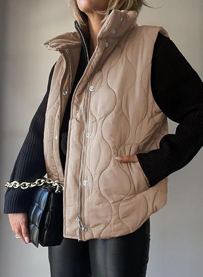 NORTHLINE STUDIO | Classic Puffer Button Zip Up Collared Vest