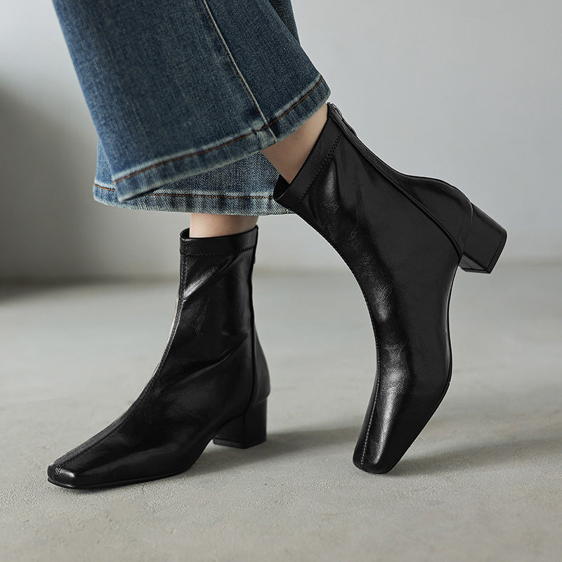 HARPER & JUNE | MINIMALIST BLOCK-HEEL ANKLE BOOTS