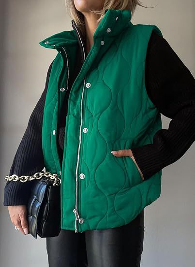 NORTHLINE STUDIO | Classic Puffer Button Zip Up Collared Vest