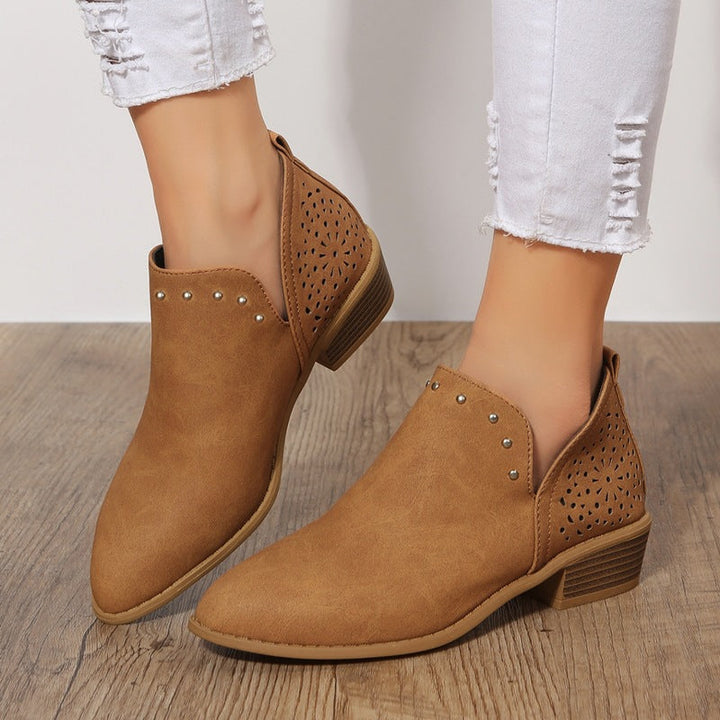 HARPER & JUNE | LOW CUT PERFORATED ANKLE BOOT