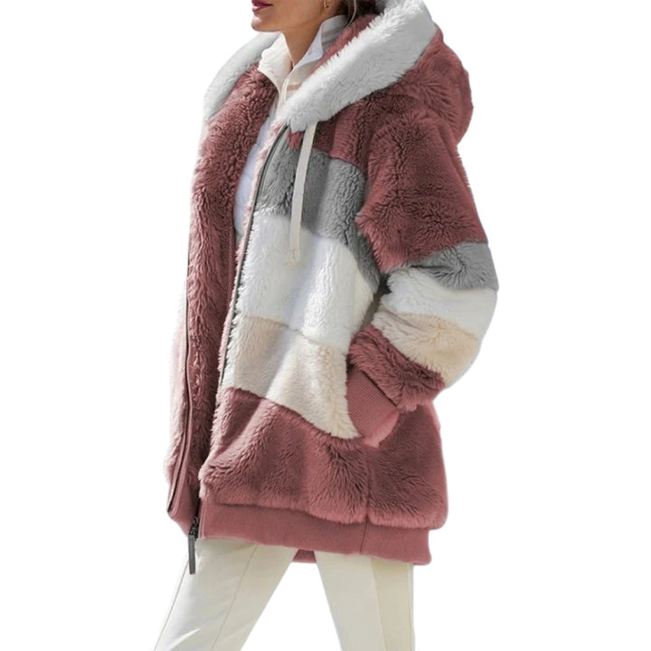 NORTHLINE STUDIO | FAUX FUR STRIPED HOODED JACKET