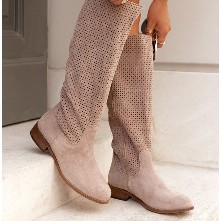 NORTHLINE STUDIO | PERFORATED KNEE-HIGH BOOTS