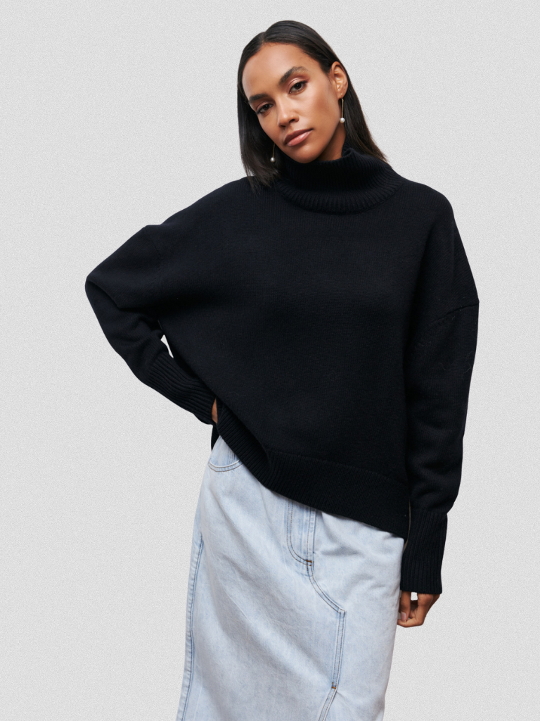 ELENA HIGH-COLLAR KNIT SWEATER
