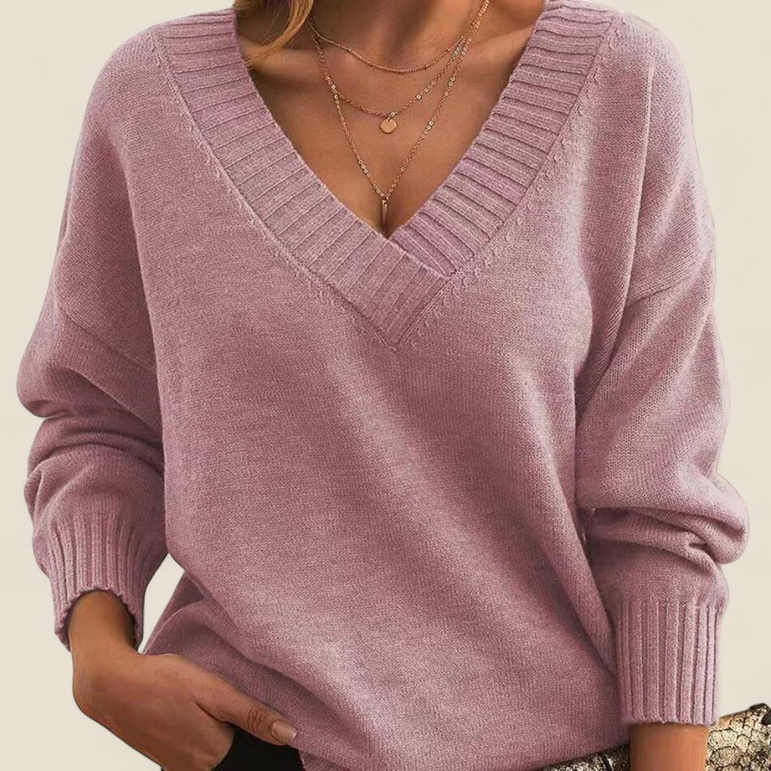 Elle | Elegant V-Neck Sweater
