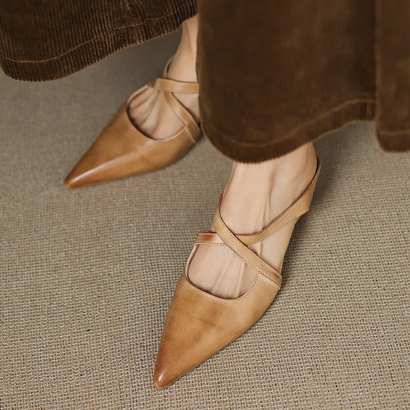 NORTHLINE STUDIO | CROSS-STRAP POINTED MULES