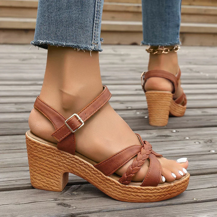 HARPER & JUNE | BRAIDED STRAP PLATFORM SANDALS
