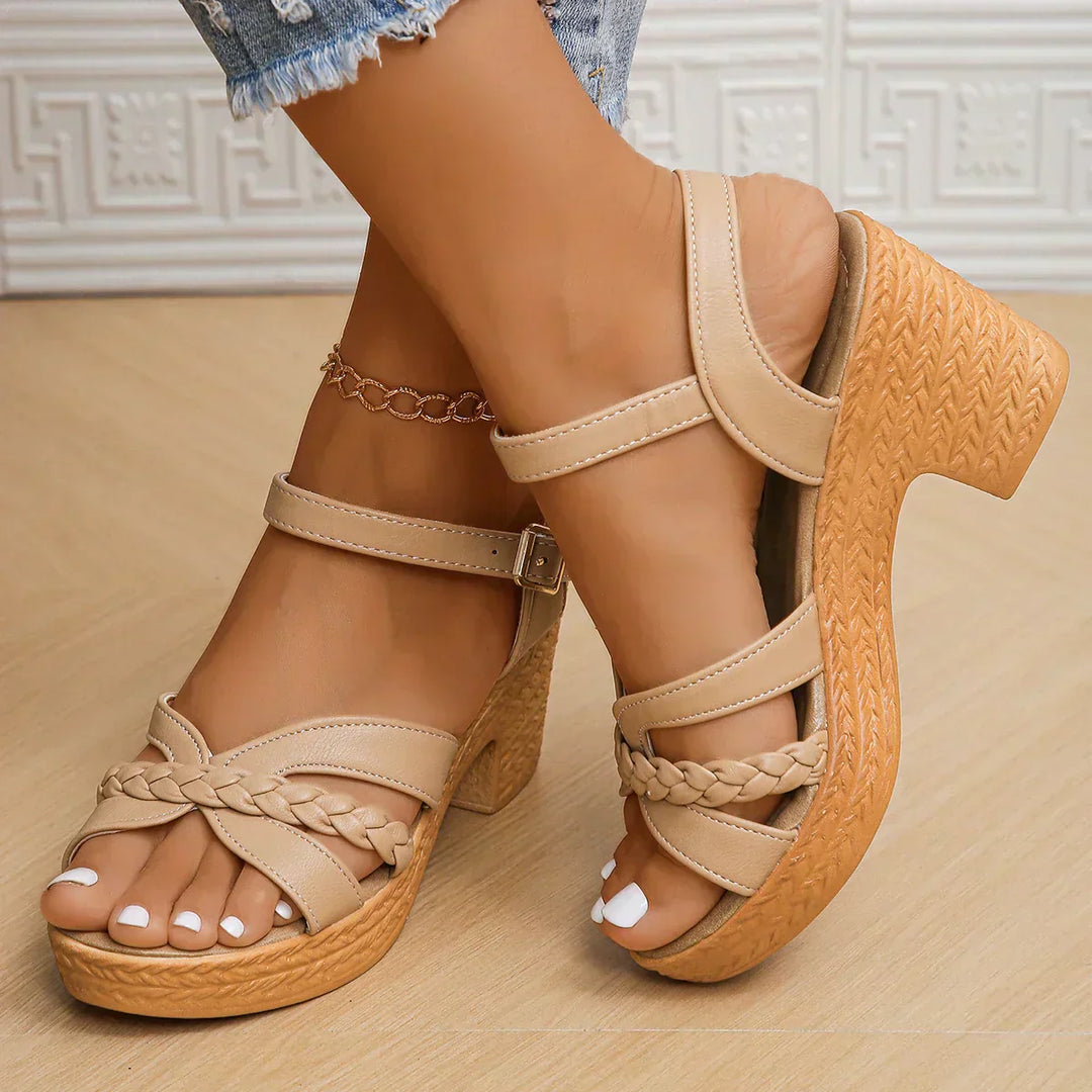 HARPER & JUNE | BRAIDED STRAP PLATFORM SANDALS