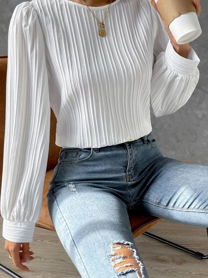 NORTHLINE STUDIO | TEXTURED LONG SLEEVE BLOUSE