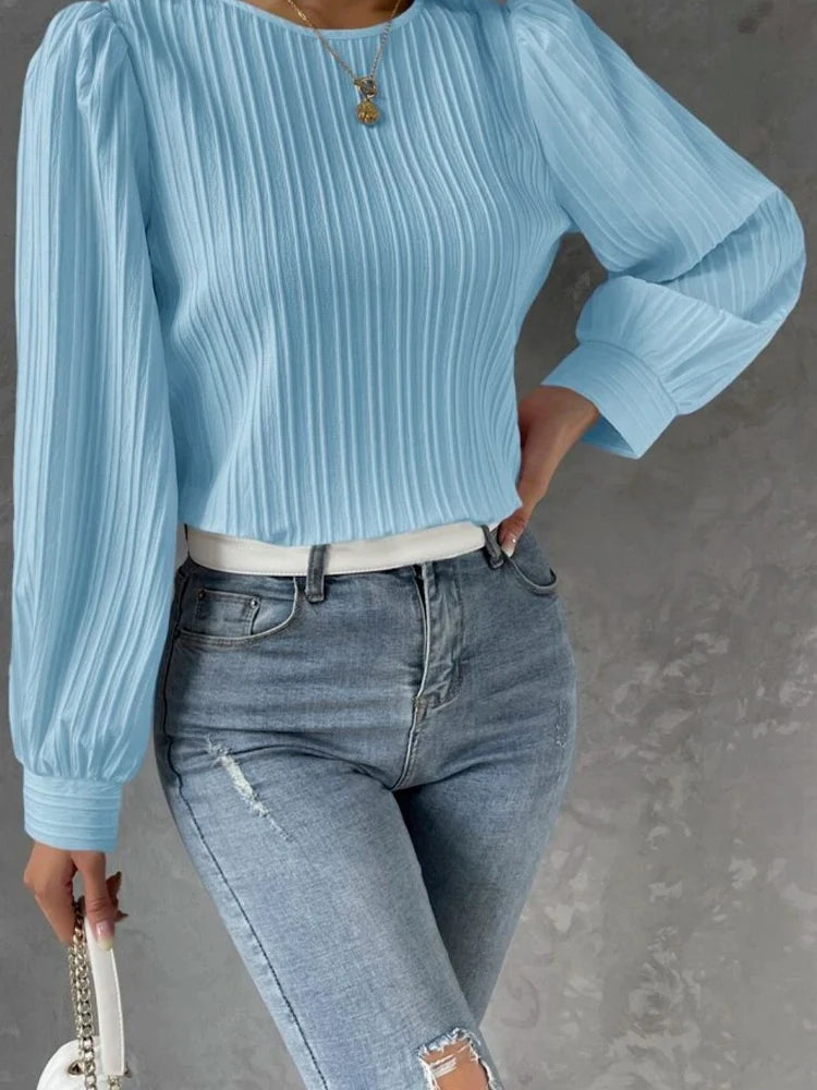 NORTHLINE STUDIO | TEXTURED LONG SLEEVE BLOUSE