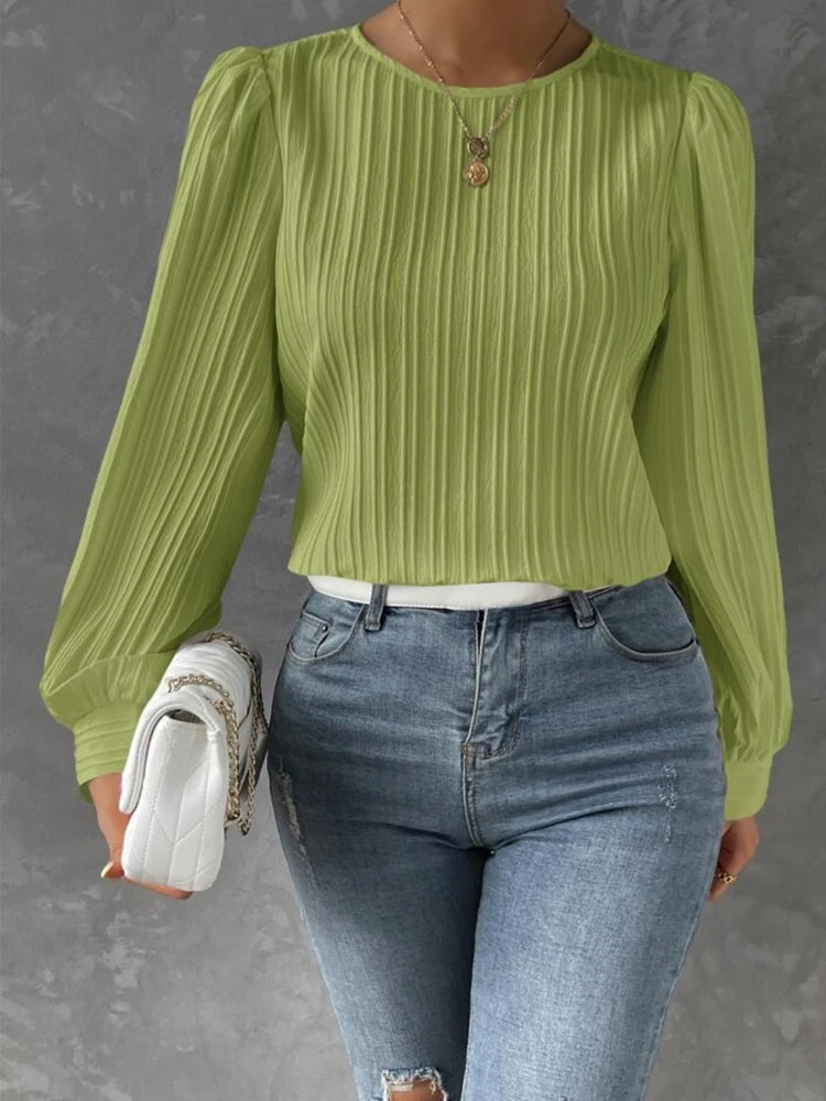 NORTHLINE STUDIO | TEXTURED LONG SLEEVE BLOUSE