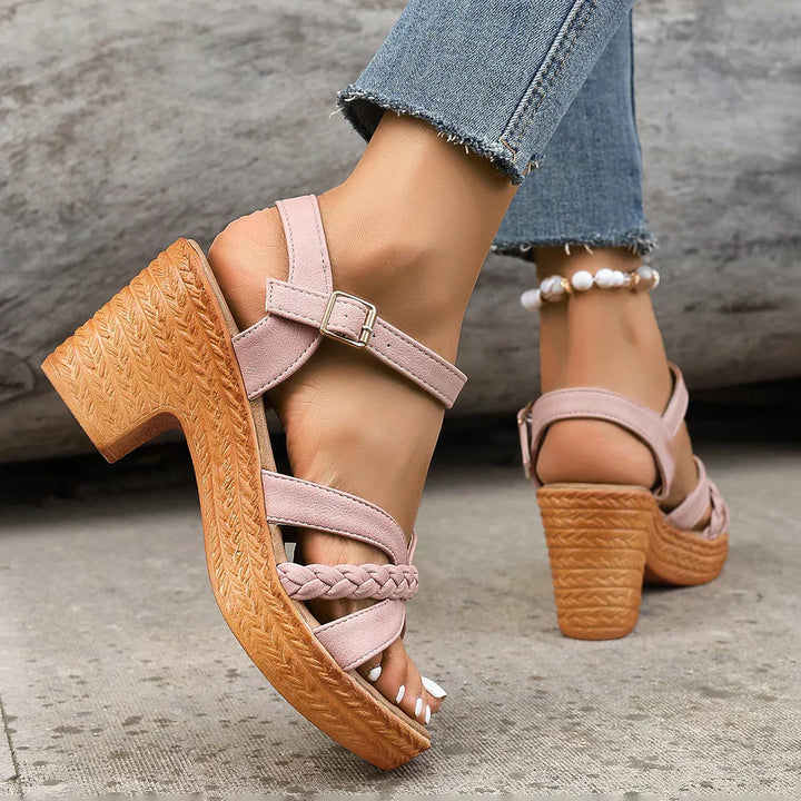 HARPER & JUNE | BRAIDED STRAP PLATFORM SANDALS