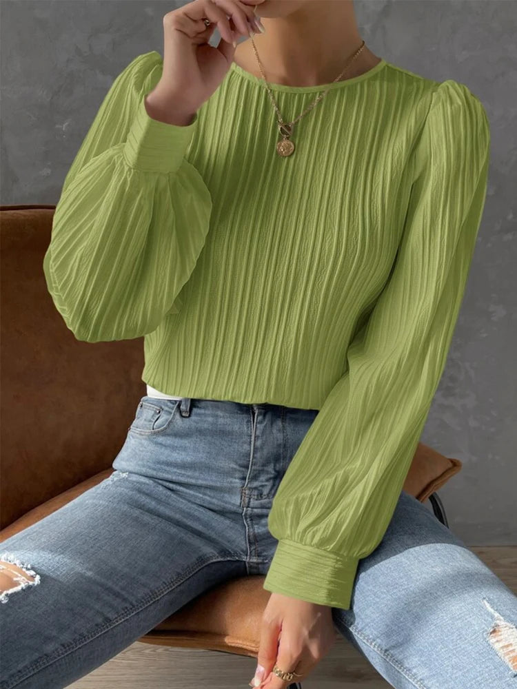 NORTHLINE STUDIO | TEXTURED LONG SLEEVE BLOUSE