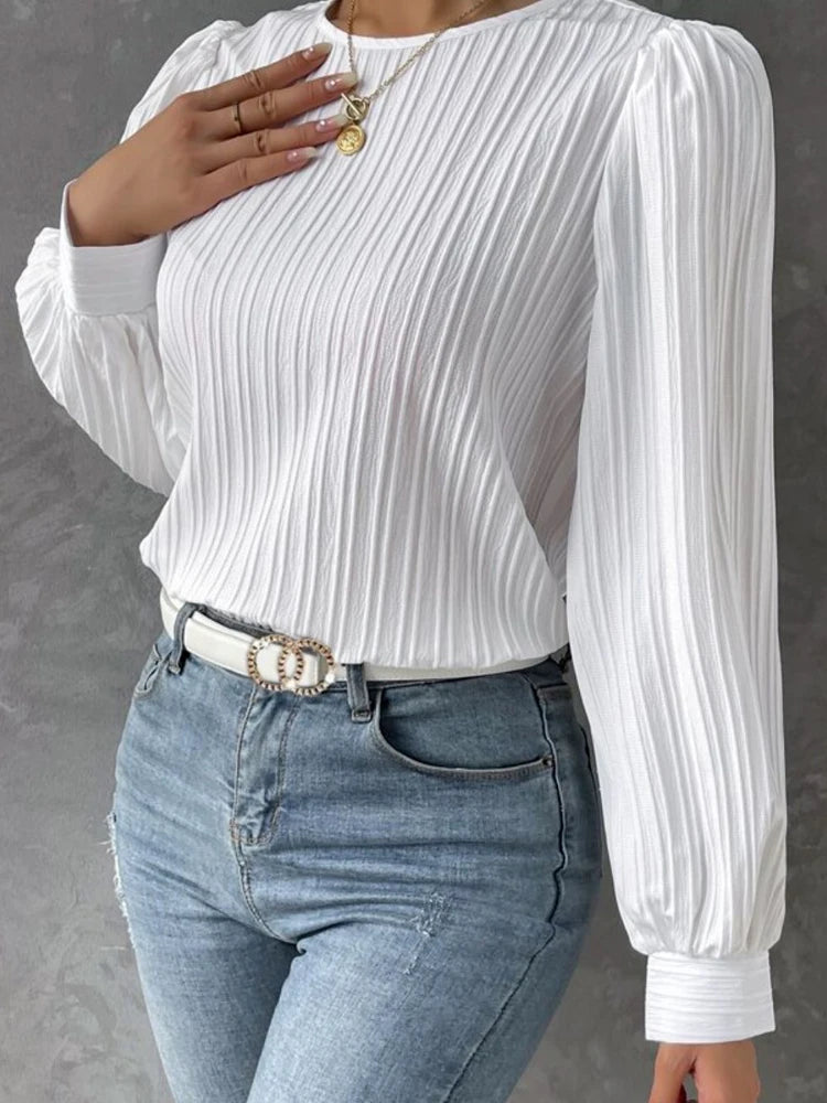 NORTHLINE STUDIO | TEXTURED LONG SLEEVE BLOUSE