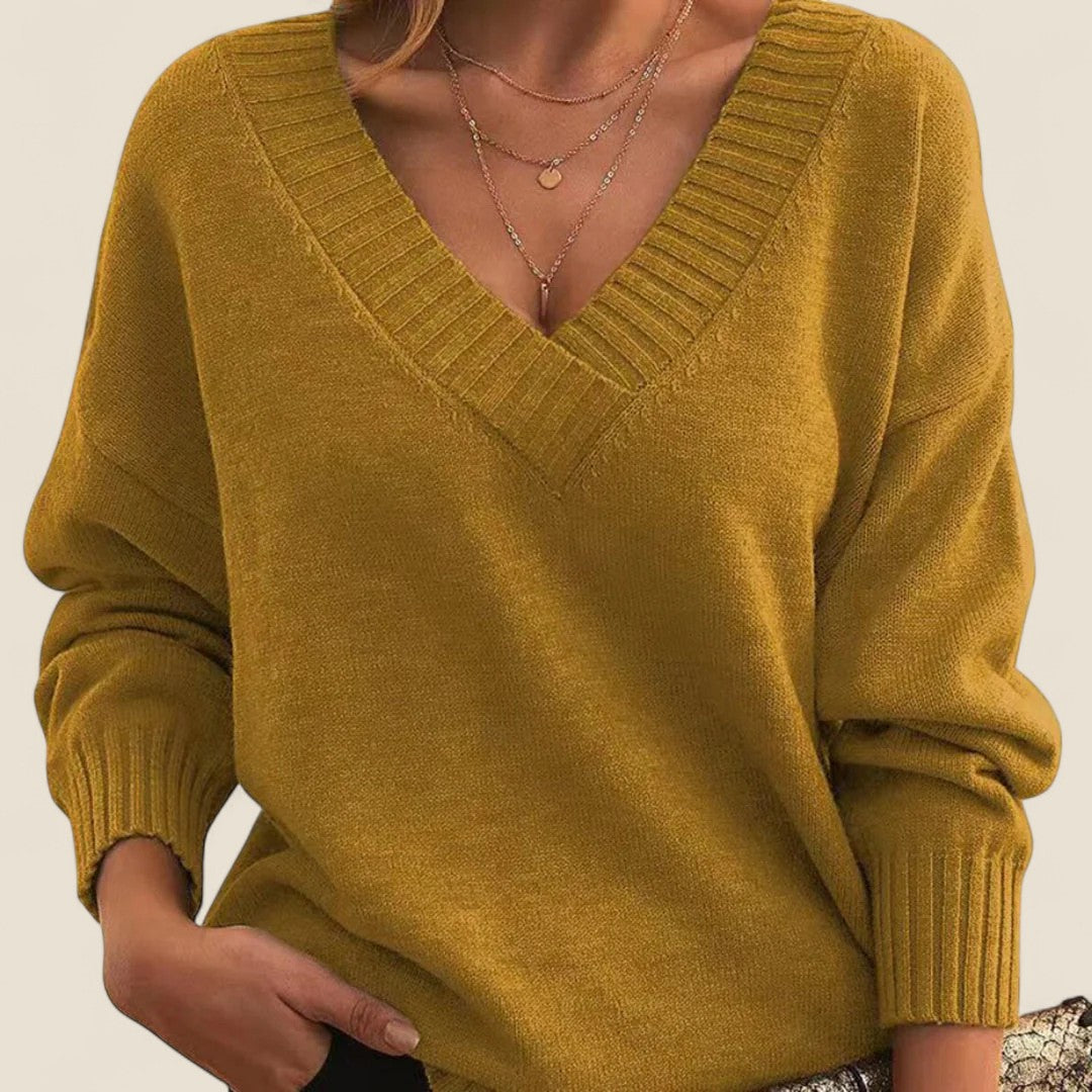 Elle | Elegant V-Neck Sweater
