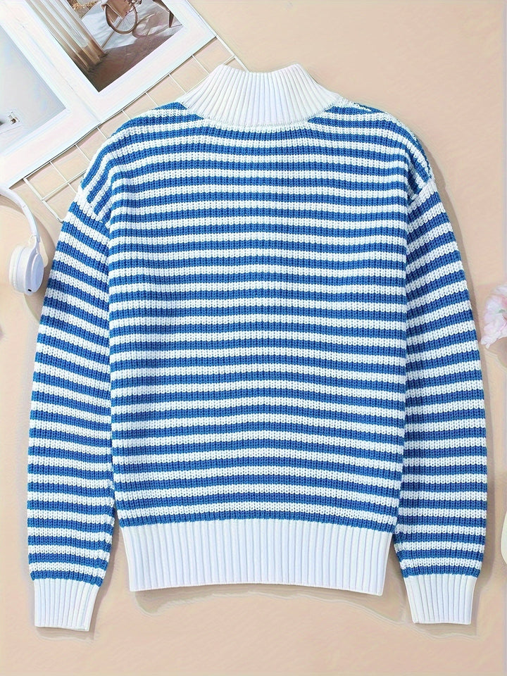 NORTHLINE STUDIO | Striped Zipper Sweater