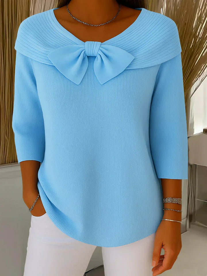 NORTHLINE STUDIO | ELEGANT BOW-COLLAR KNIT TOP
