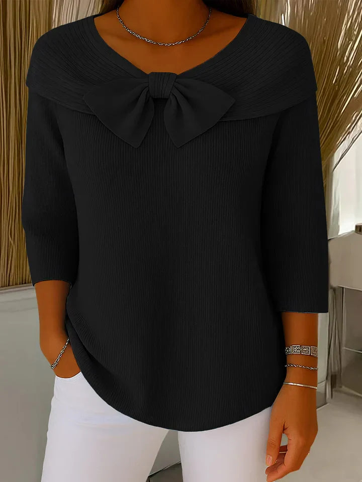 NORTHLINE STUDIO | ELEGANT BOW-COLLAR KNIT TOP