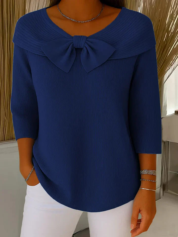 NORTHLINE STUDIO | ELEGANT BOW-COLLAR KNIT TOP
