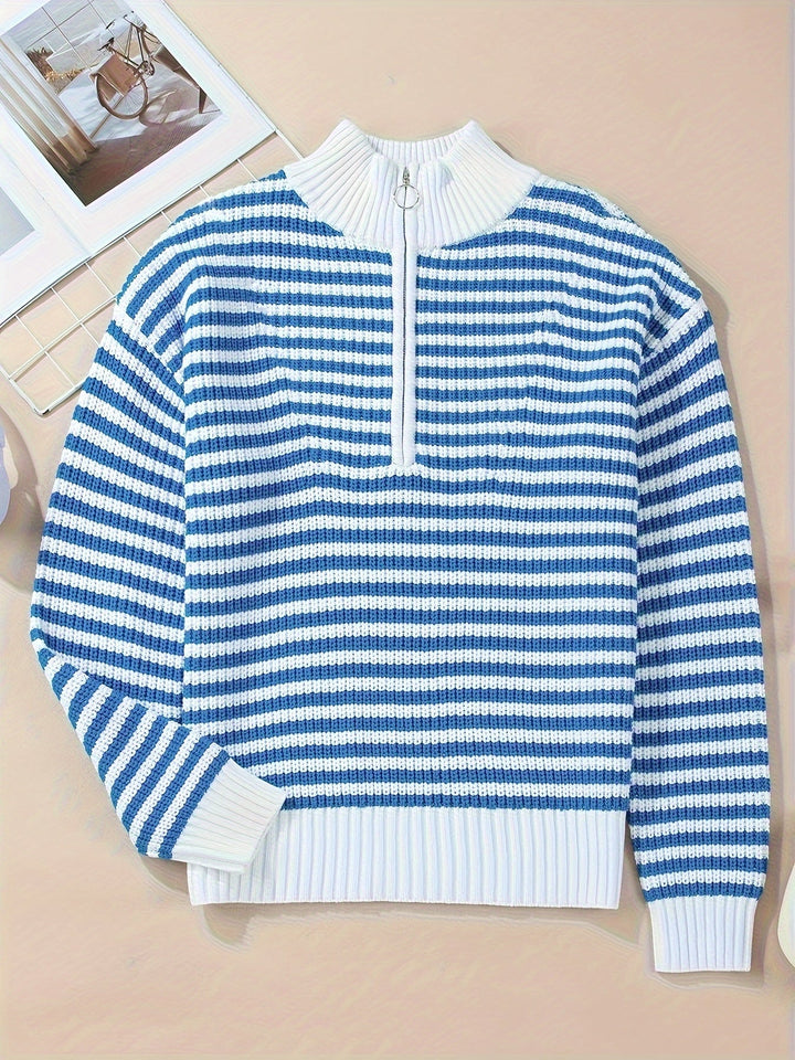 NORTHLINE STUDIO | Striped Zipper Sweater