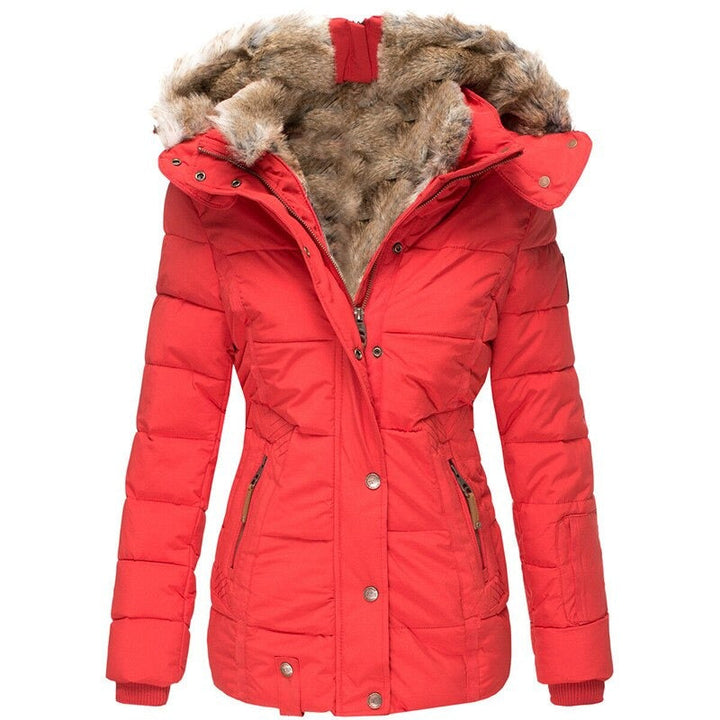 Womens Winter Coat - Warm Down Puffer Jacket with Faux Fur Hood