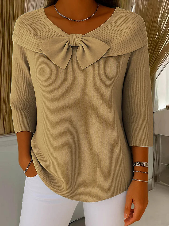 NORTHLINE STUDIO | ELEGANT BOW-COLLAR KNIT TOP