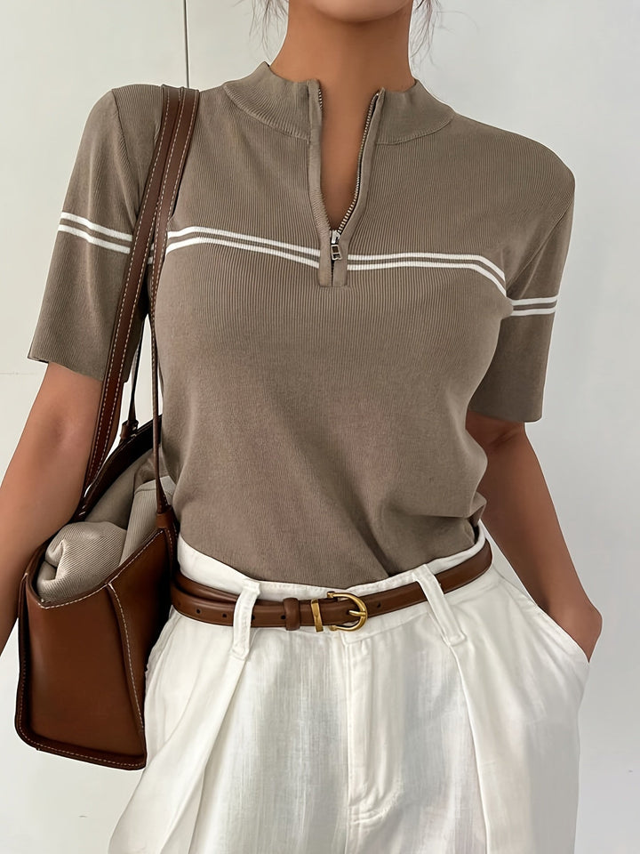 NORTHLINE STUDIO | Striped Zipper Sweater