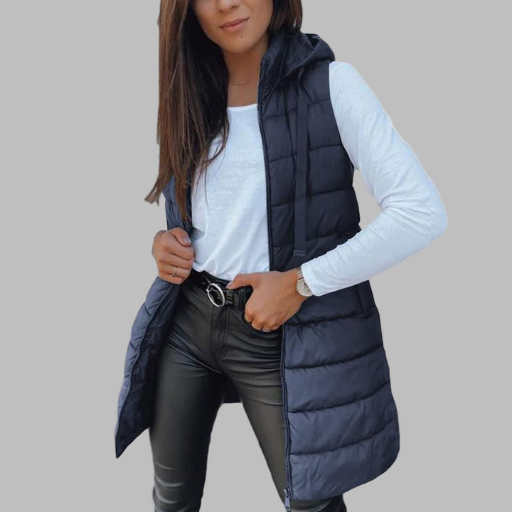 NORTHLINE STUDIO | Casual Sleeveless Hood Long Puffer Vest