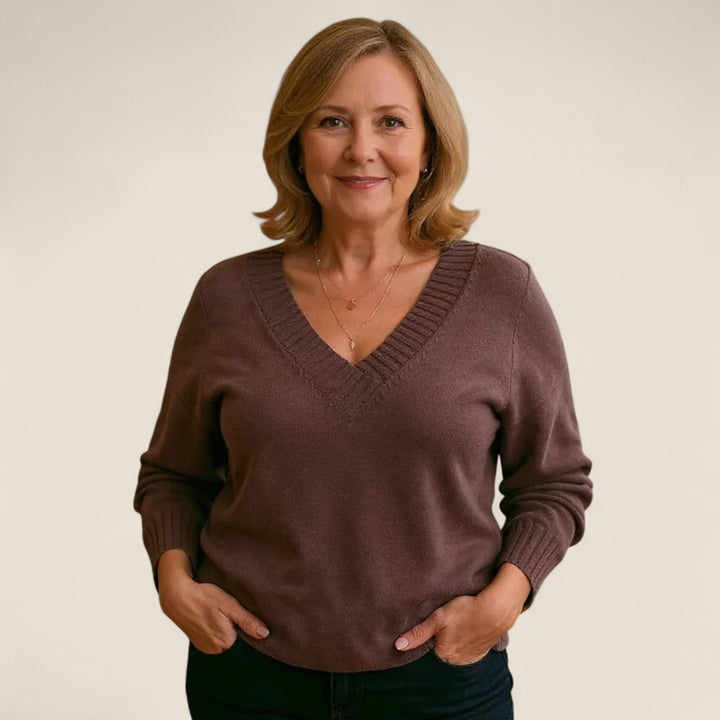 Elle | Elegant V-Neck Sweater