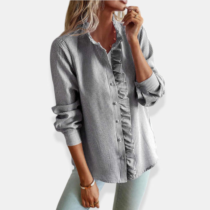 NORTHLINE STUDIO | RUFFLE TRIM BLOUSE