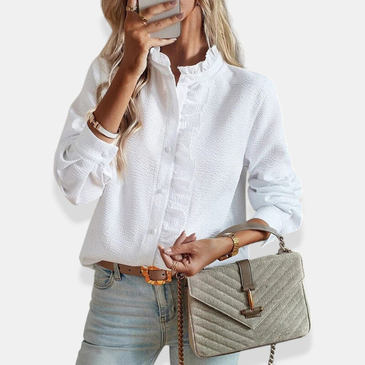 NORTHLINE STUDIO | RUFFLE TRIM BLOUSE