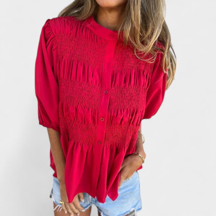 NORTHLINE STUDIO | SMOCKED BUTTON BLOUSE