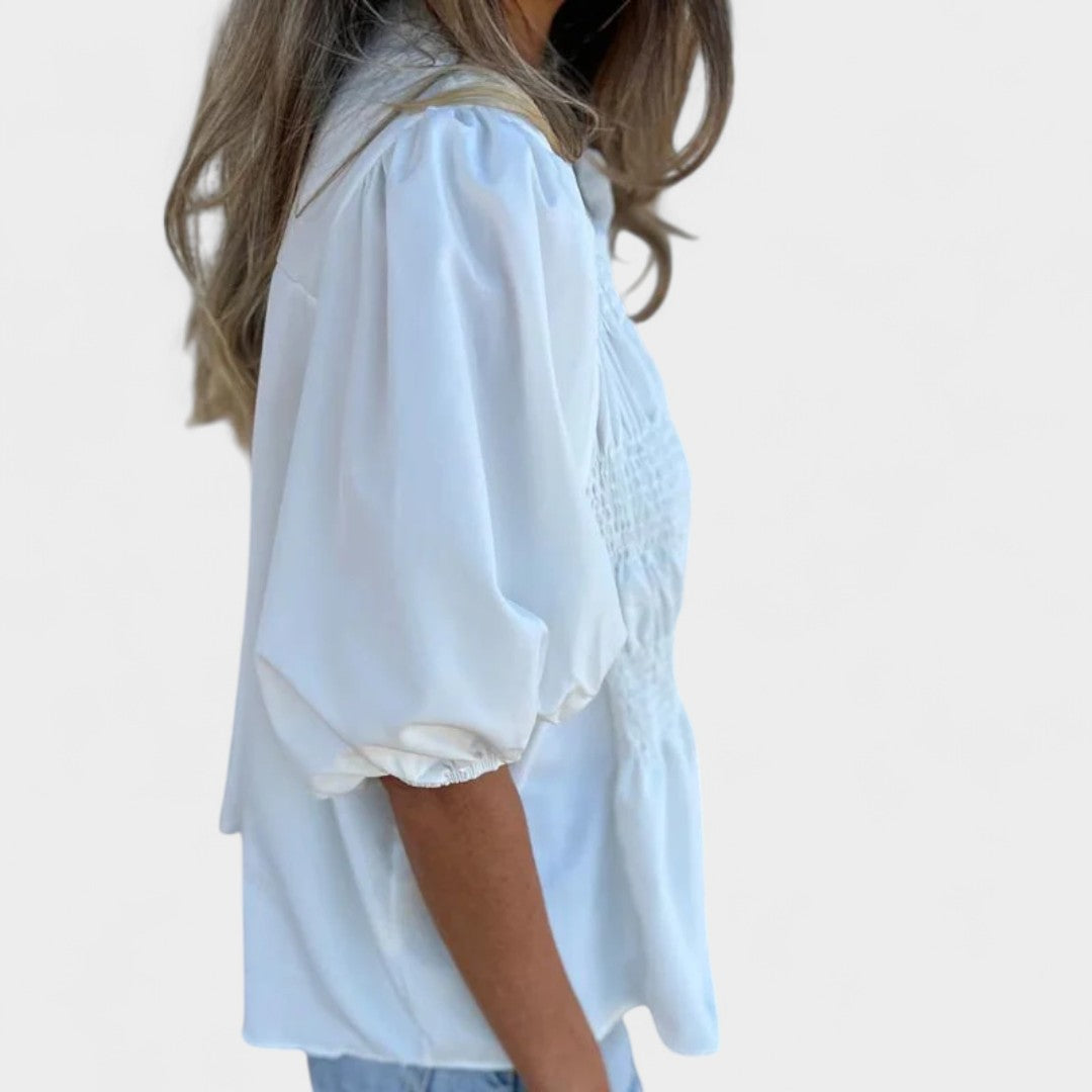 NORTHLINE STUDIO | SMOCKED BUTTON BLOUSE
