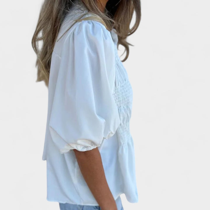 NORTHLINE STUDIO | SMOCKED BUTTON BLOUSE