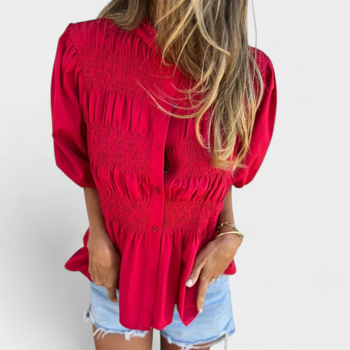 NORTHLINE STUDIO | SMOCKED BUTTON BLOUSE