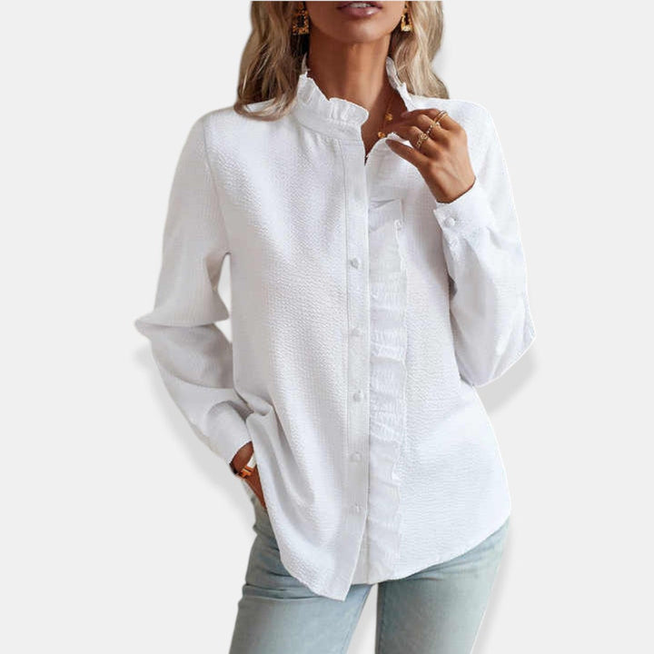 NORTHLINE STUDIO | RUFFLE TRIM BLOUSE